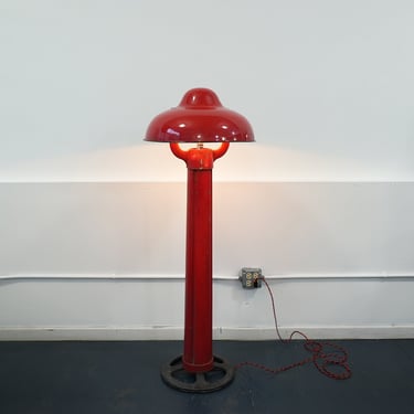 1940's Gas Station Island Light Red Enamel Shade