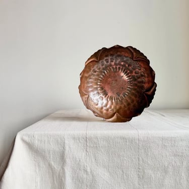 handmade hammered Gregorian solid copper lotus bowl round organic shaped round dish 