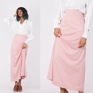 90'S MAXI SKIRT (L), Vintage 90's Large Blush Pink Long Maxi Skirt 
