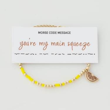 Anniversary Gift for Wife, You're My Main Squeeze Morse Code Bracelet with Citrus Charm, Anniversary Gift for Girlfriend, Funny Gift 