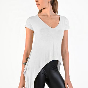 Asymmetric Silk Blend T-Shirt in WHITE or BLACK