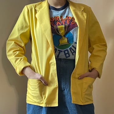 1980's Bright Yellow Linen Look Blazer S/M 