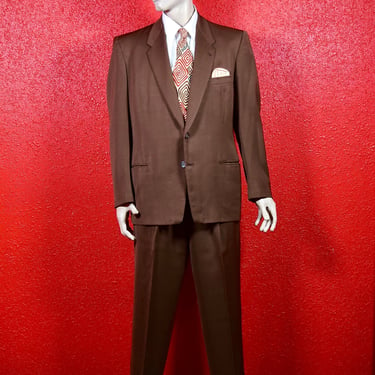 Beautiful 1950s Chocolate Brown Gabardine Sport Suit By Timely Clothes. 