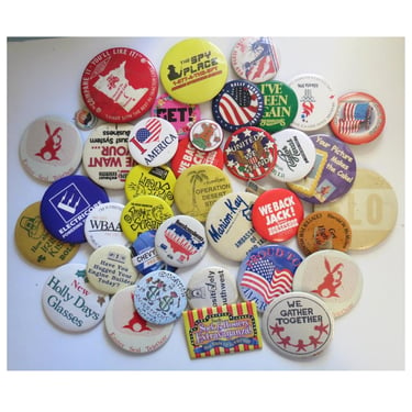 Vintage Pinback Button Lot - Large Bulk Pin Bundle - Advertising Political Humor Etc - Vtg to Modern 