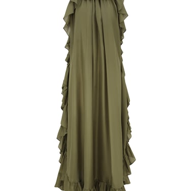 Cascadian Ruffle Midi Dress - Olive