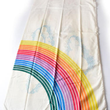 1970's RAINBOW Pillow Case, KING size, Cotton, Clouds Vintage 1980's Sheets, Bed, Pillow, Bedding 