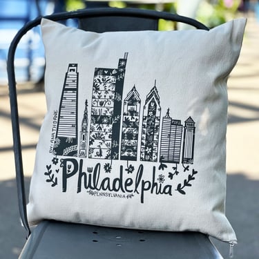 Philly floral Linen Pillow