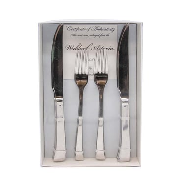 New Waldorf Astoria Sambonet Steak Knife & Fork Flatware Gift Set