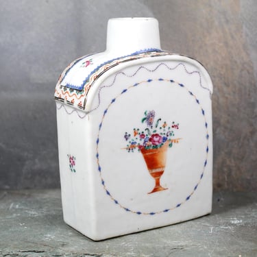 19th Century Chinese Tea Caddy | Floral Pattern | No Lid | Antique Chinese Bottle | Bixley Shop 