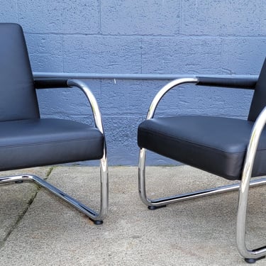 Pair Leather & Chrome Lounge Chairs by Antonio Citterio for Vitra 