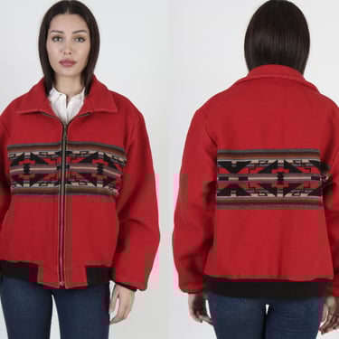 Wool Reversible Southwestern Jacket, Native American Print Wool Reversible Southwestern Jacket, Native American Print