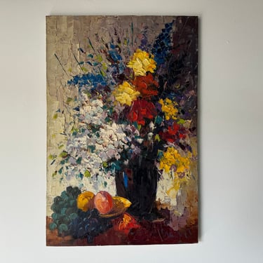 Theodore Van Oorschot ( Dutch  1910-1989 ) Still Life Oil Impasto Painting 