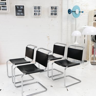 'Spoleto' Style Chrome & Leather Chairs