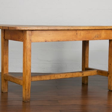Late 19th Century Country French Provincial Farmhouse Oak Trestle Dining Table 