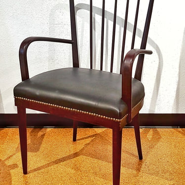 PAOLO BUFFA MAHOGANY & LEATHER ARMCHAIR (ITALY)