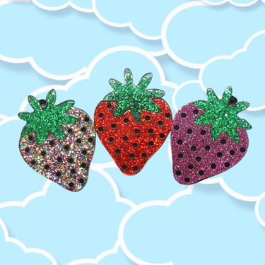 Strawberry Hair Clip Cute Glitter Fruit Barrette 