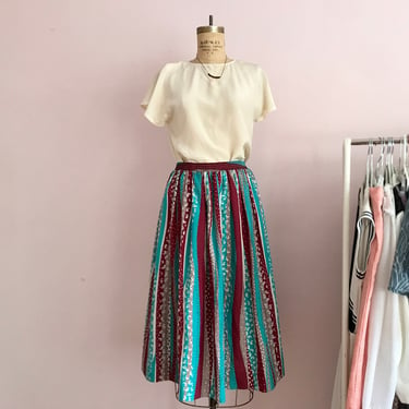 1980's Teal and Maroon Winter Skirt 