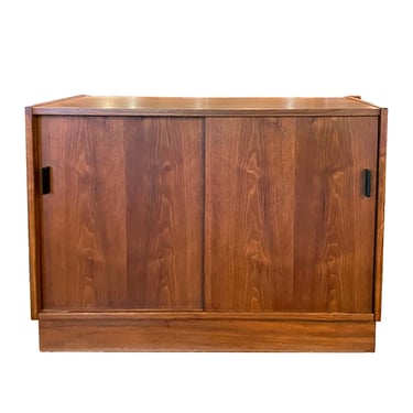 32” MCM Sliding 2-Door Walnut Cabinet for Vinyl Records!