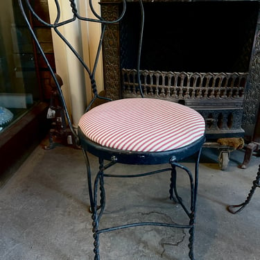 Vintage Candy striped Iron Parlor Chair