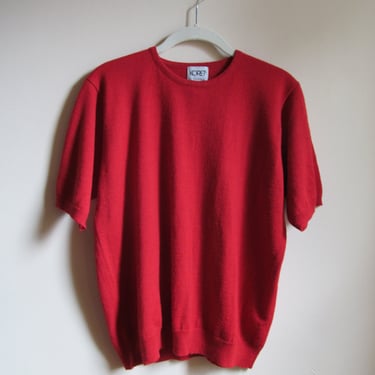 90s Red Pullover Short Sleeved Sweater L 43 Bust 