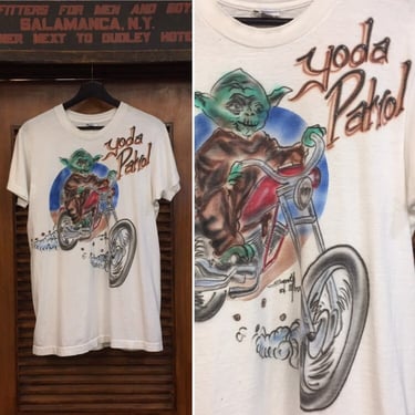 Vintage 1980’s Yoda Patrol Motorcycle Club Star Wars Artwork Tee, 80’s Airbrush Tee Shirt, 80’s Tee Shirt, Vintage Artwork, Vintage Clothing 
