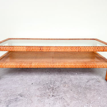 Woven Rattan and Cane Coffee Table