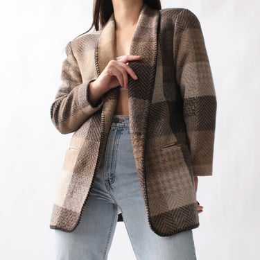 Vintage Patchy Plaid Wool Blazer