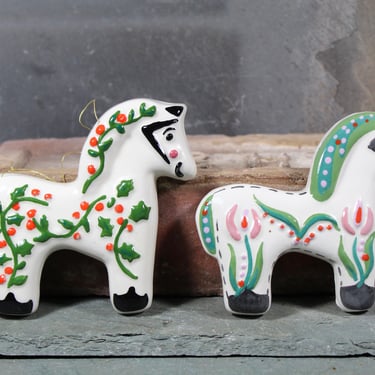 Pair of Vintage Ceramic Horse Ornaments | Circa 1990s | For Horse Lovers 
