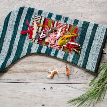 Vintage Handwoven Kilim Tulu Accent Christmas Holidays Stocking Stuffer Home Decor Accent Christmas Gift 