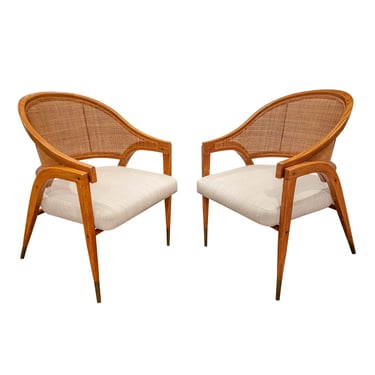 Edward Wormley for Dunbar Pair of Iconic Lounge Chairs in Laminated Ash 1954