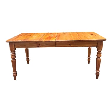 Vintage Ethan Allen Rustic Farmhouse Pine Table With 2 Leaves 
