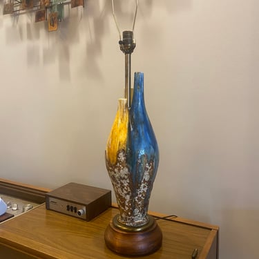 Vintage Midcentury Pottery Ceramic Table Lamp Studio Unique 