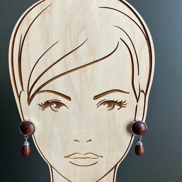 Collectable David Grau Vintage Earrings | David Grau Designer | Vintage Earrings | Wooden Earrings | Designer Earrings | Vintage Fashion 