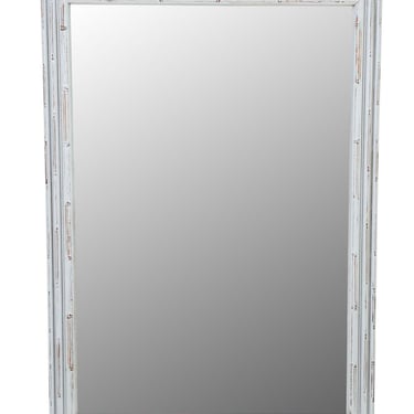 Blue Gray Painted Faux Bamboo Mirror