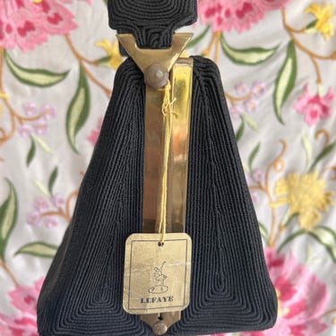 1930s 40s triangle black corde wristlet purse 