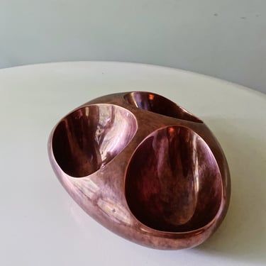 Exceptional Copper Orb Sculptures by Brass Midcentury Cigar Ashtray Vintage Art 