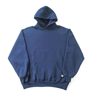 Russell sweatshirt / 90s hoodie / 1990s Russell Athletic navy blue  pull over hoodie sweatshirt XL 