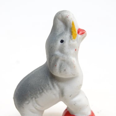 Antique China Bisque Circus Elephant, Unglazed Hand Painted Miniature, Vintage Toy 