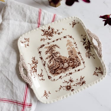 antique mason's square cake plate