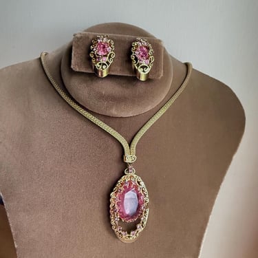 Vintage Filigree Necklace and earrings set 