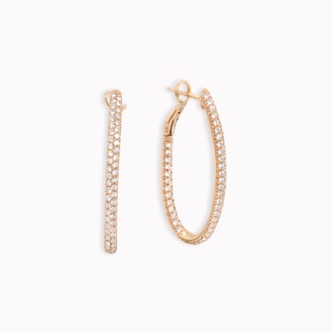 Small Wide Pavé Diamond Oval Hoops