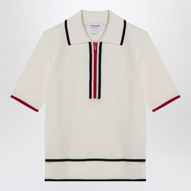 Thom Browne Ivory Wool Zip Polo Shirt Women