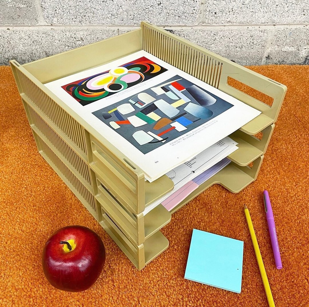 Vintage Paper Tray Retro 1970s Eldon Office Products + Stackable + Plastic + Retrospect