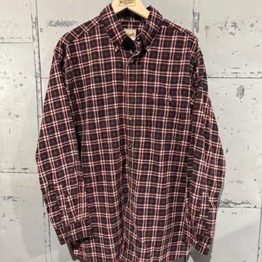 Vintage Woolrich Plaid Micro Corduroy Button Up Shirt One pocket button up 90s Large 
