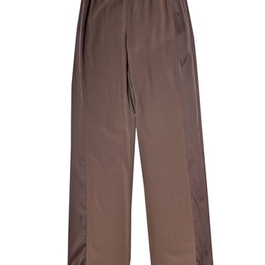 St. John - Brown w/ Silk Side Stripe Stripe Pull On Casual Pants Sz 0