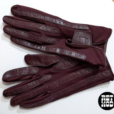 NWOT Chic Vintage 70s 80s Dark Purpley Brown Stretch Driving Gloves 