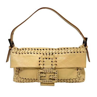 Fendi Tan Leather Stitched Baguette Bag