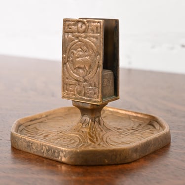 Tiffany Studios New York Zodiac Bronze Doré Match Box Holder