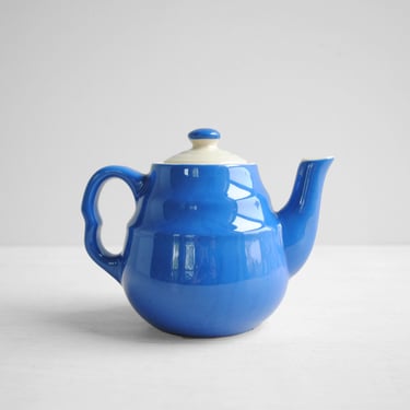 Vintage Small Blue Ceramic Teapot or Creamer, 10 Ounce Teapot 