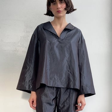 Gunmetal Silk Boxy Top (S)